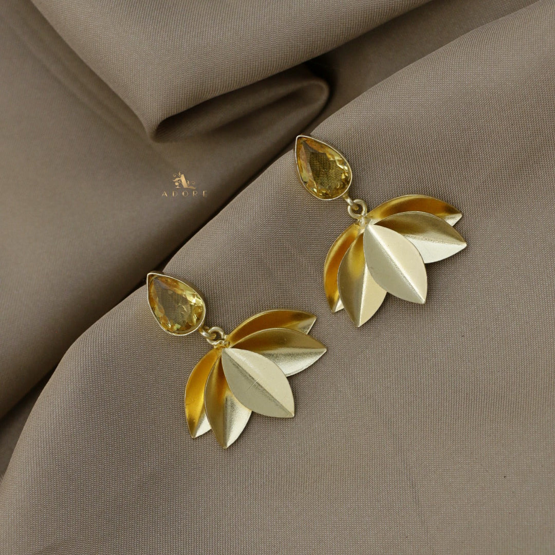 Mirah Rain Drop Glossy Leaf Earring