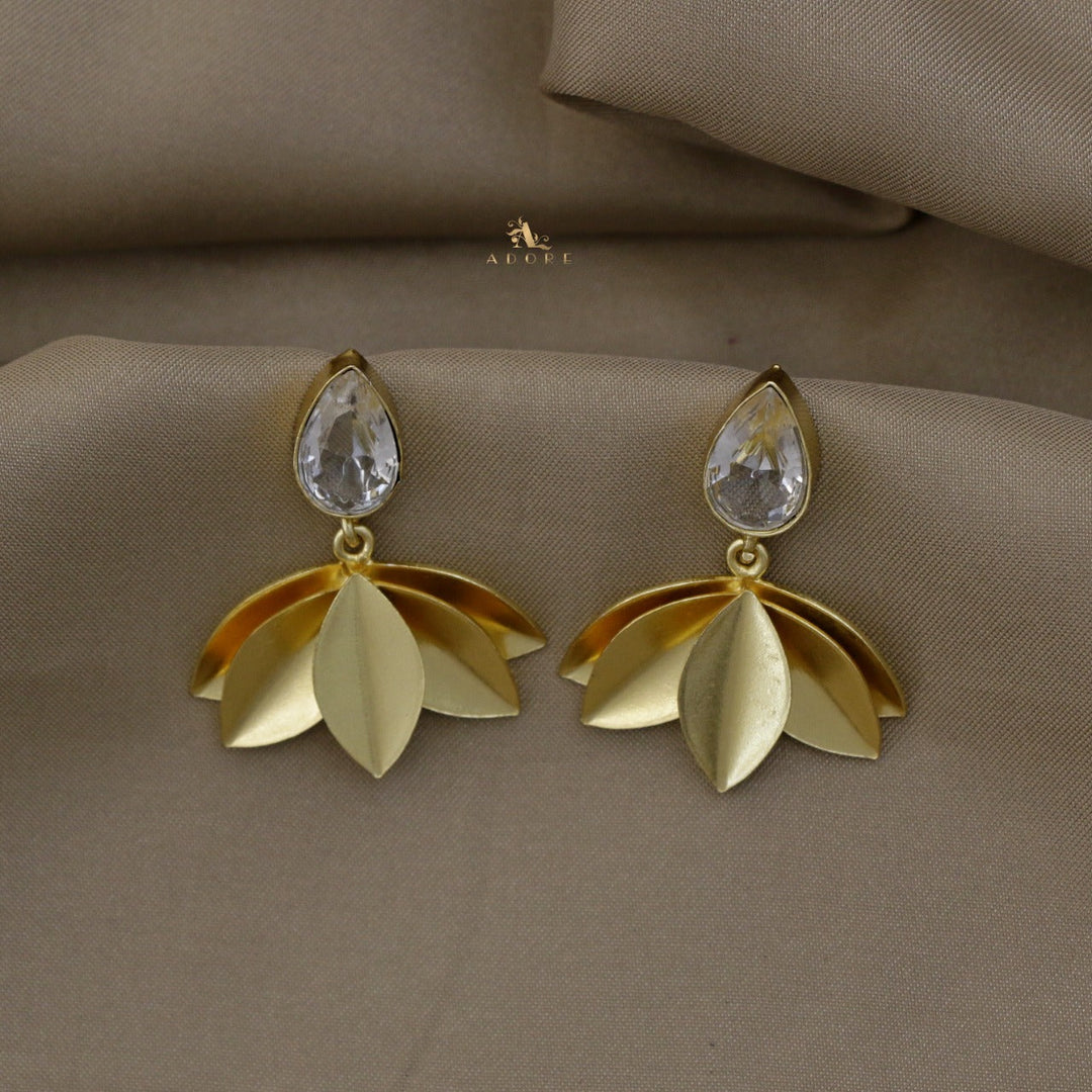 Mirah Rain Drop Glossy Leaf Earring