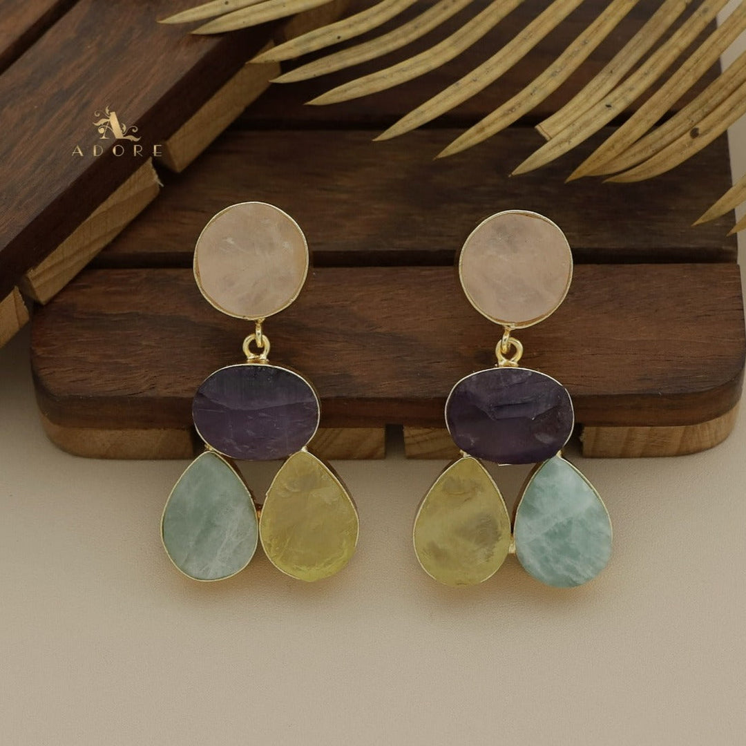 Norva Tri Shape Raw Stone Earring