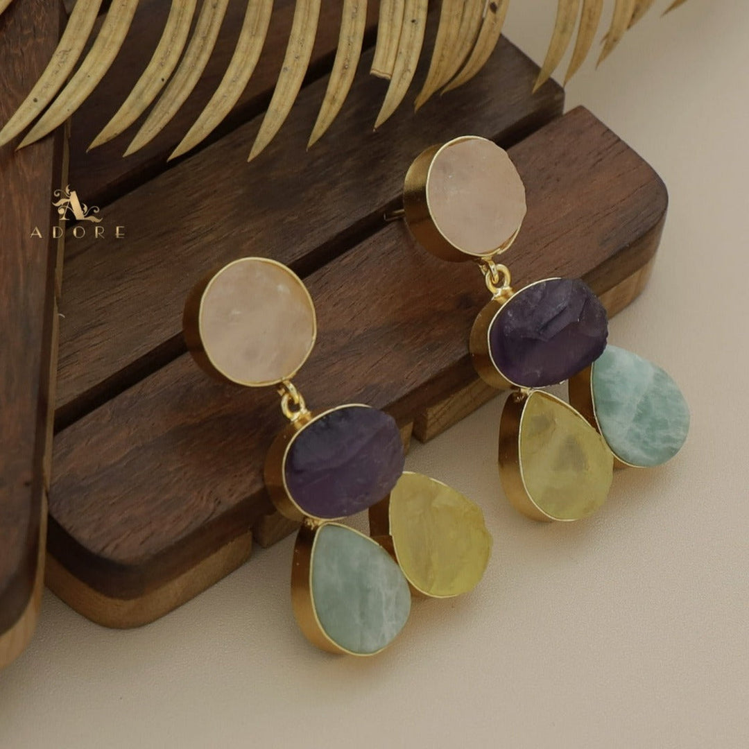 Norva Tri Shape Raw Stone Earring