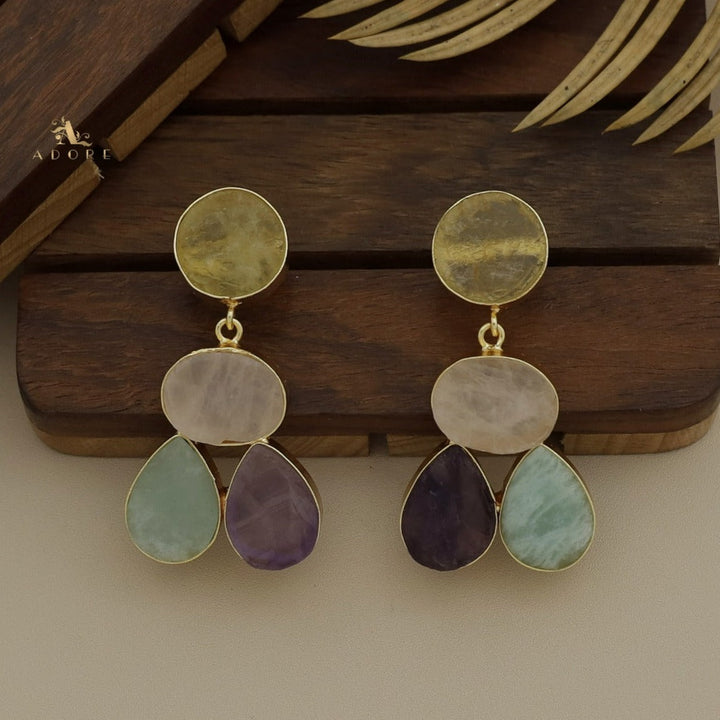 Norva Tri Shape Raw Stone Earring