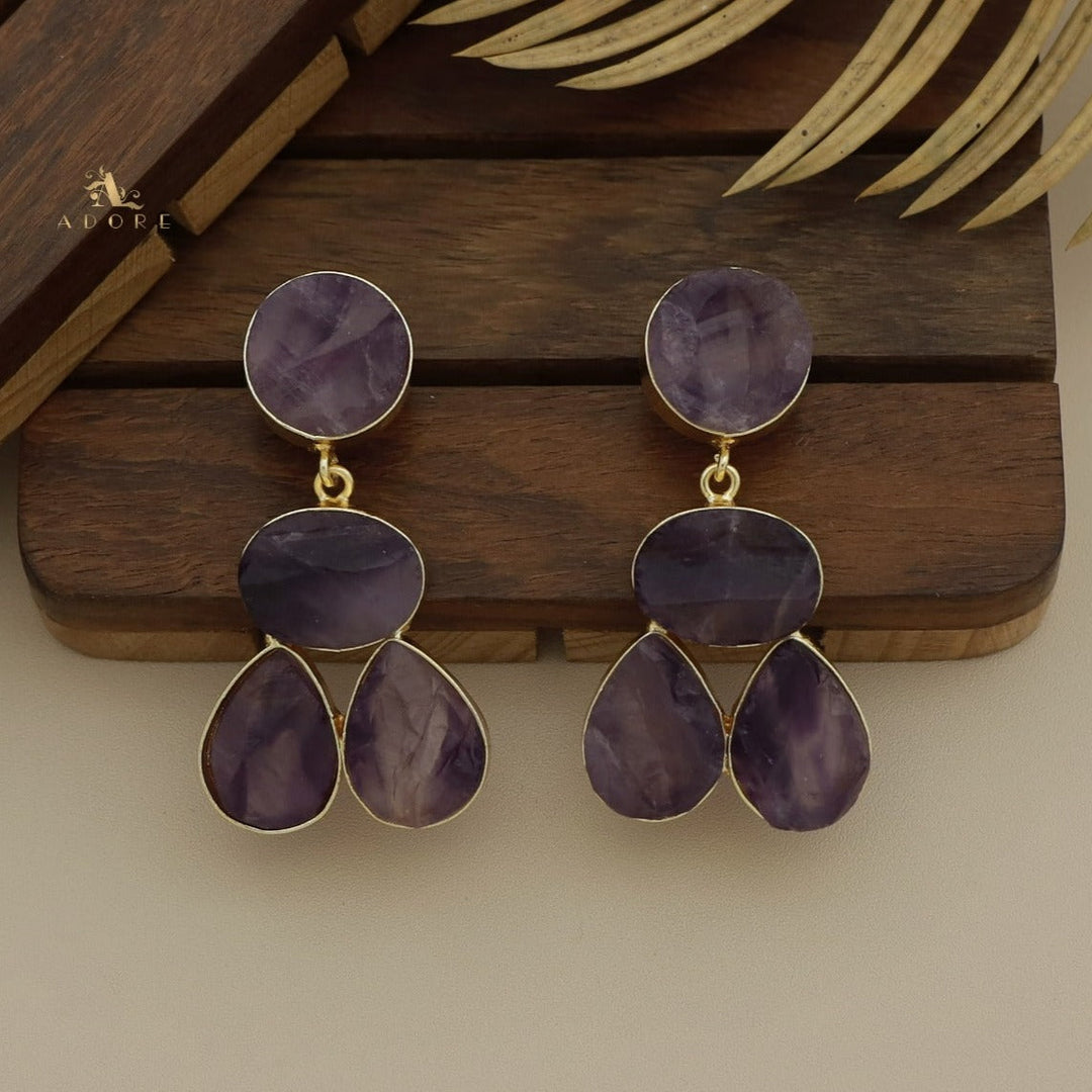 Norva Tri Shape Raw Stone Earring