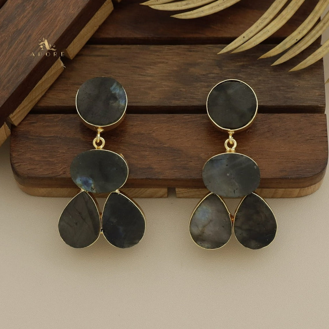 Norva Tri Shape Raw Stone Earring