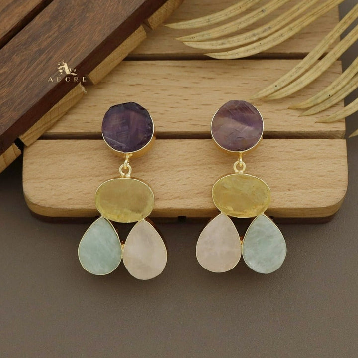 Norva Tri Shape Raw Stone Earring