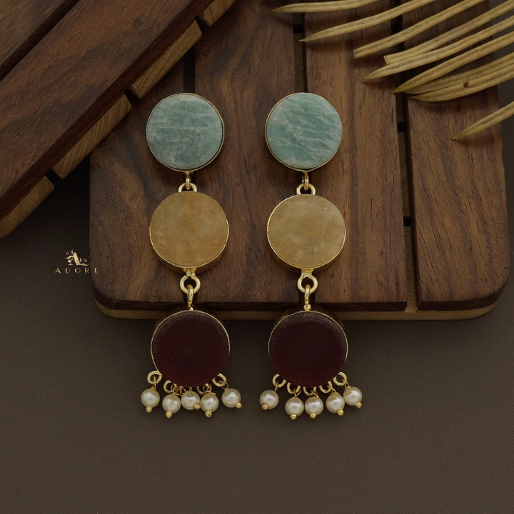 Three Step Raw Stone Earrings