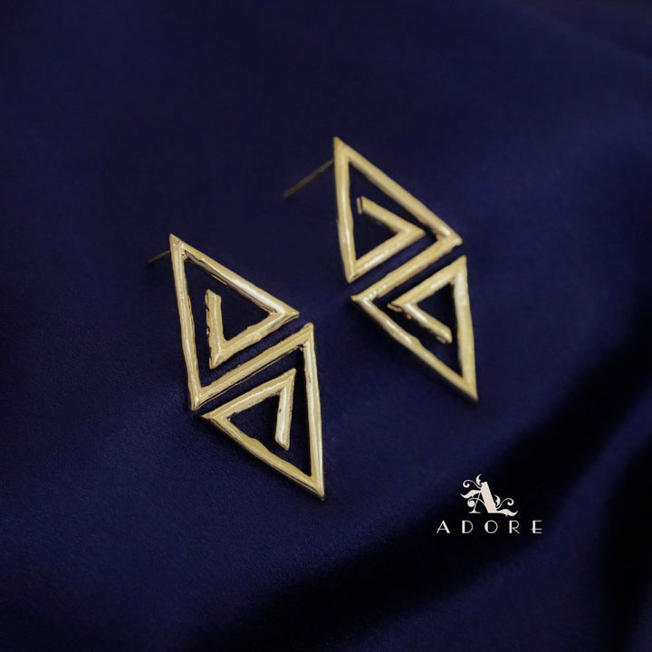 Golden Dual Triangle Earring