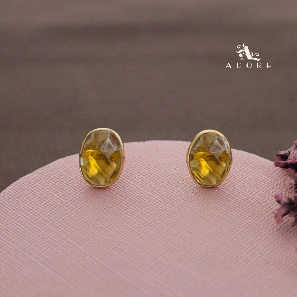 Golden Glossy Oval Stud