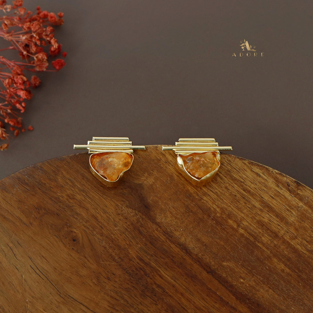 Sticky Lines Dyed Stone Earring