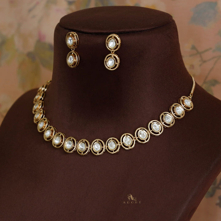 Vibhami Premium Polki Kundan Neckpiece with Earring