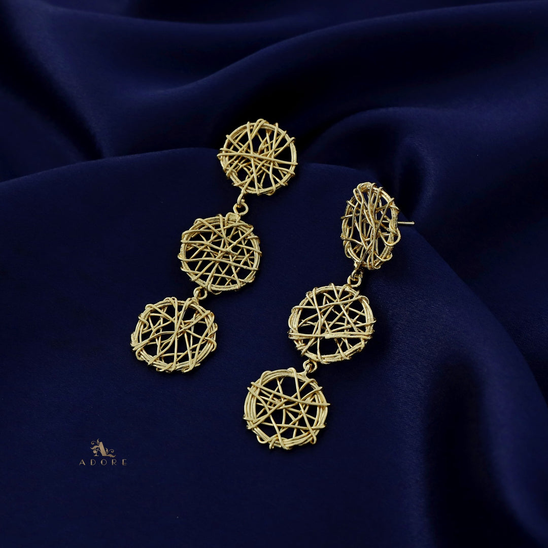 Golden 3 Layer Binded Earring