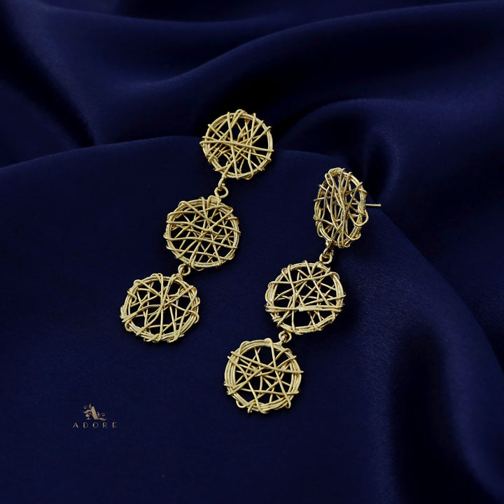 Golden 3 Layer Binded Earring