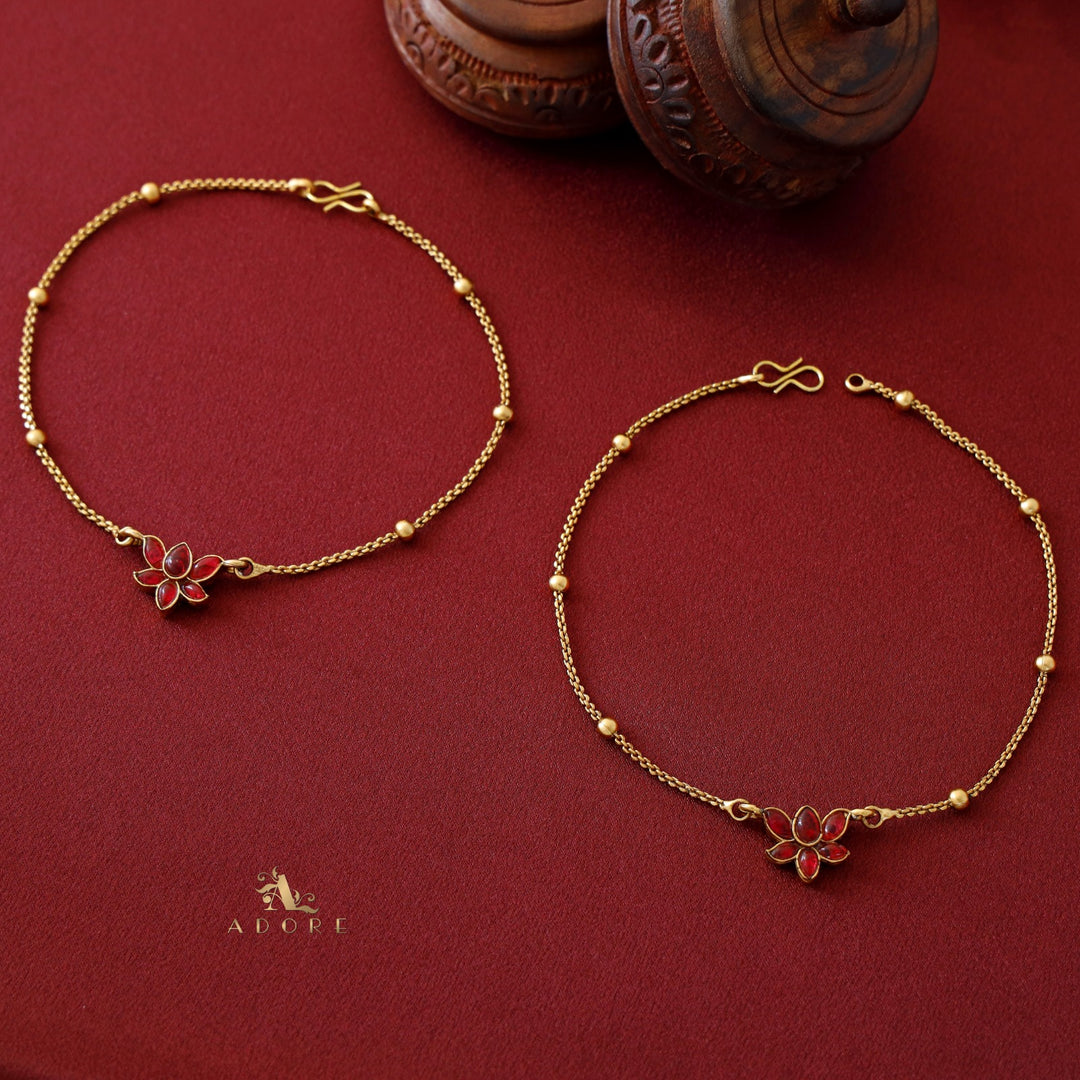 Viraasi Golden Flower Reversible Anklet