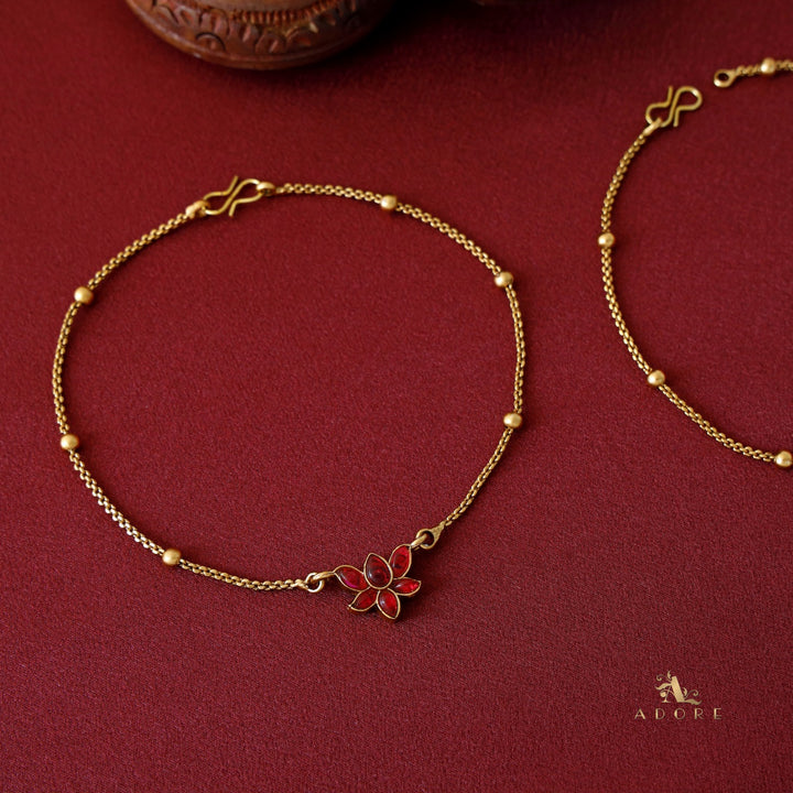 Viraasi Golden Flower Reversible Anklet