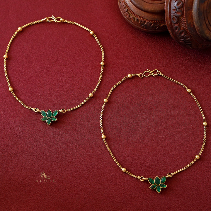 Viraasi Golden Flower Reversible Anklet