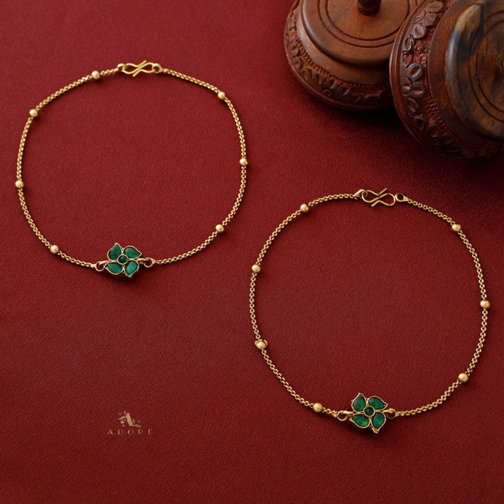 Viraasi Golden Flower Reversible Anklet