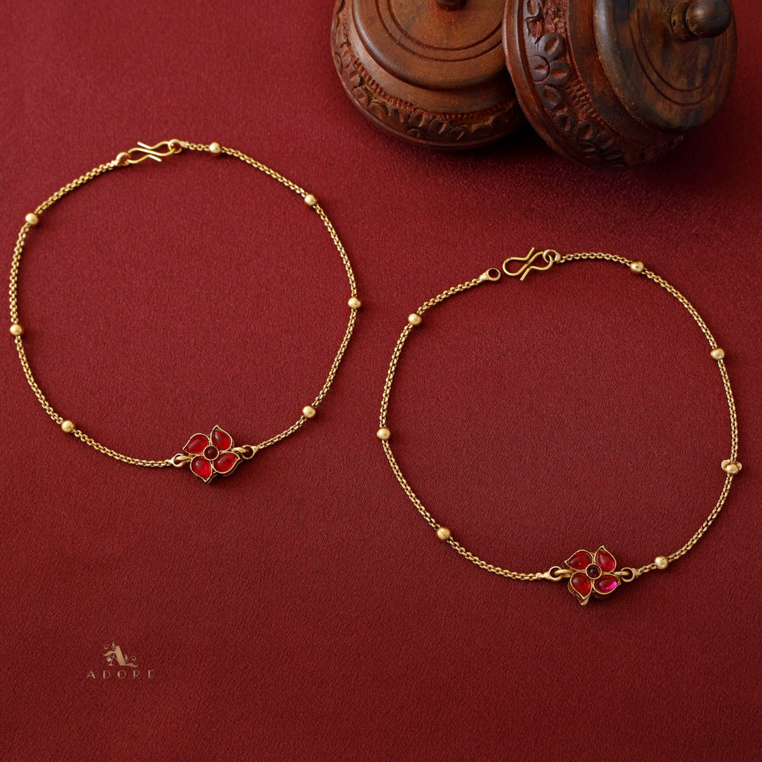 Viraasi Golden Flower Reversible Anklet