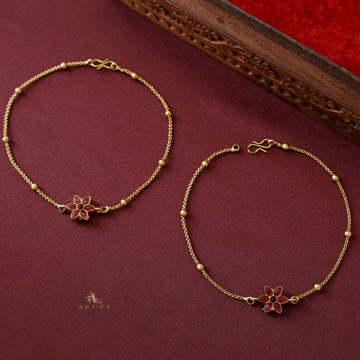 Viraasi Golden Flower Reversible Anklet