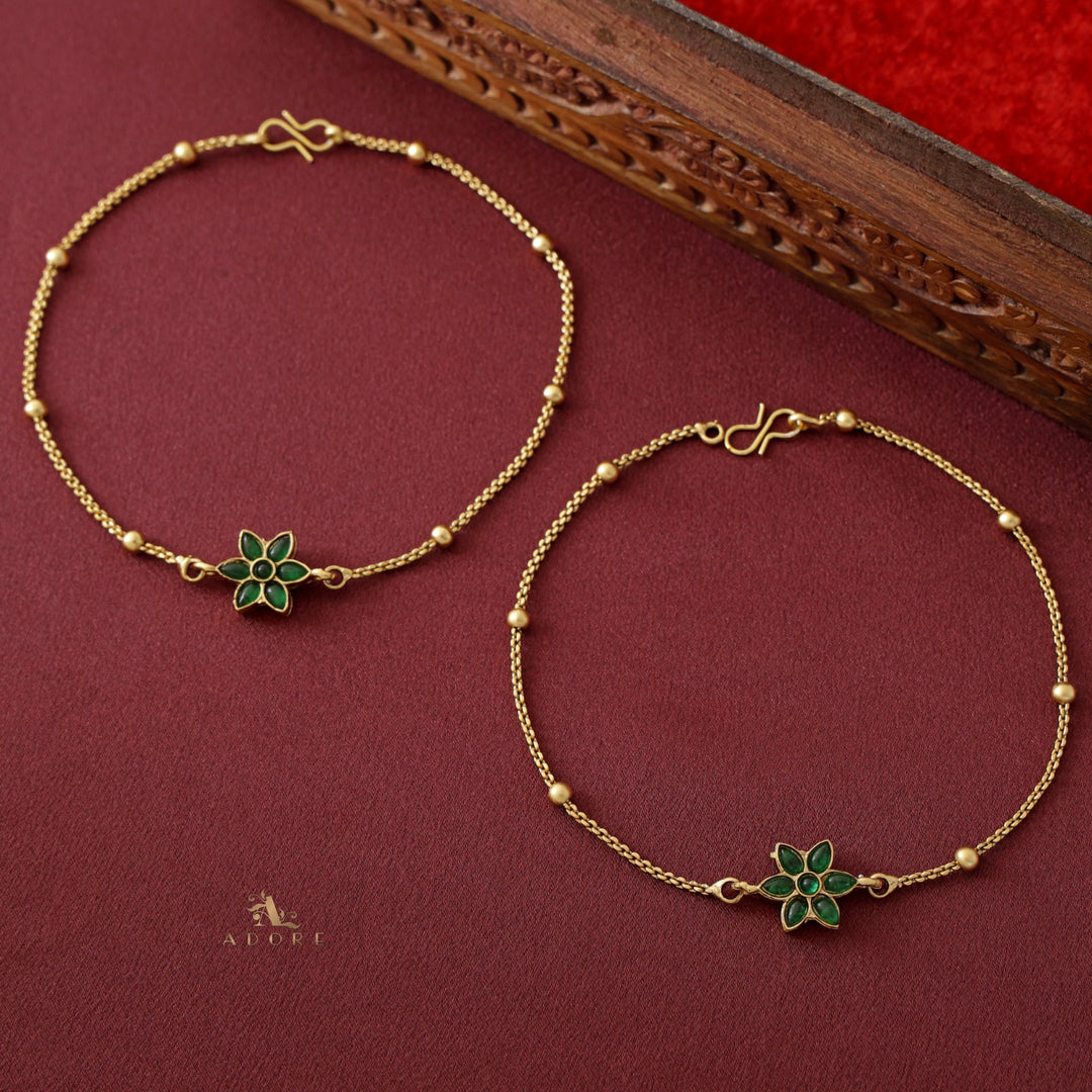 Viraasi Golden Flower Reversible Anklet