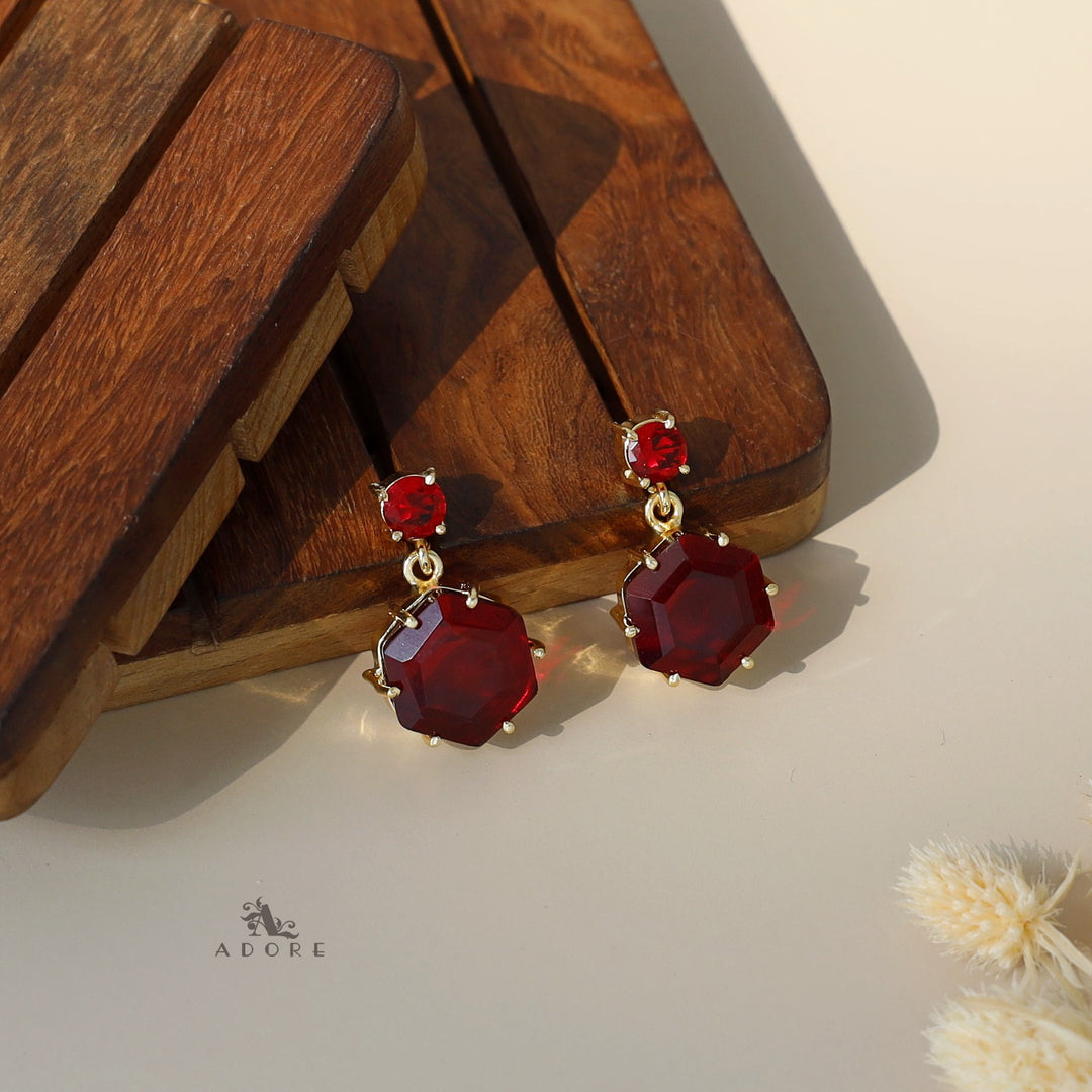 Glossy Hexagon Earring