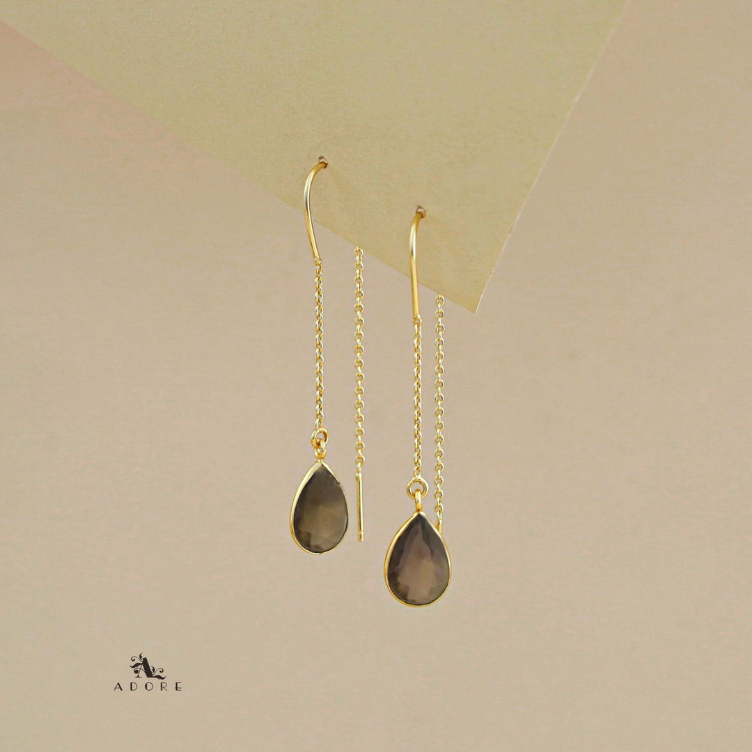 Fiyona Glossy Drop Chain Needle And Thread Earring