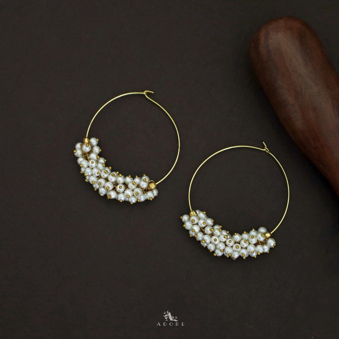 Golden Orb of Moon Pearl Hoop