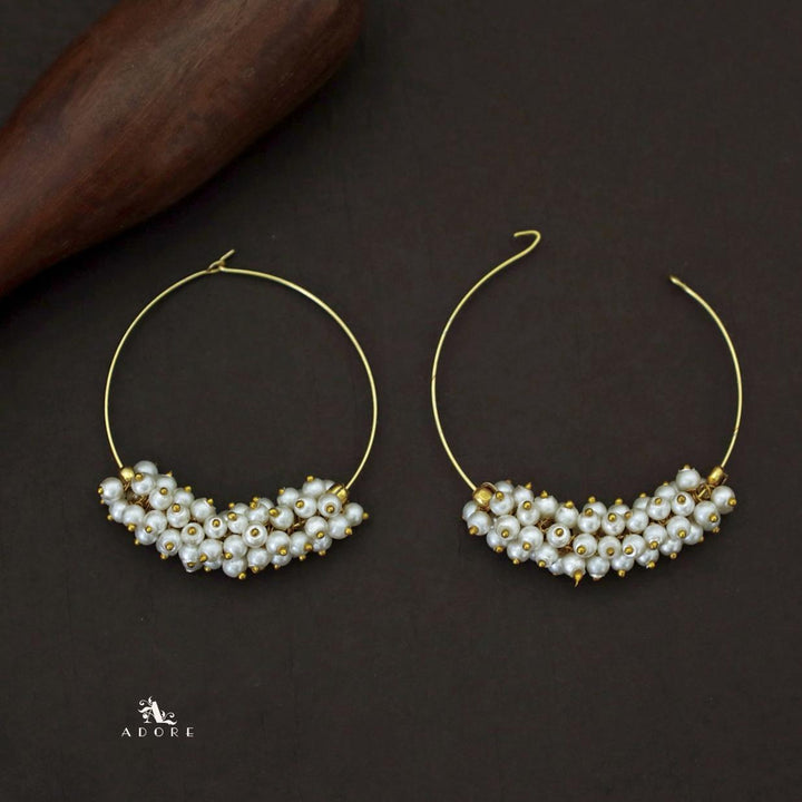 Golden Orb of Moon Pearl Hoop