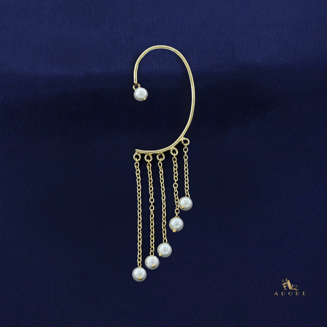 Kiara Golden Hanging Pearls Ear Cuff (Pack of 1)