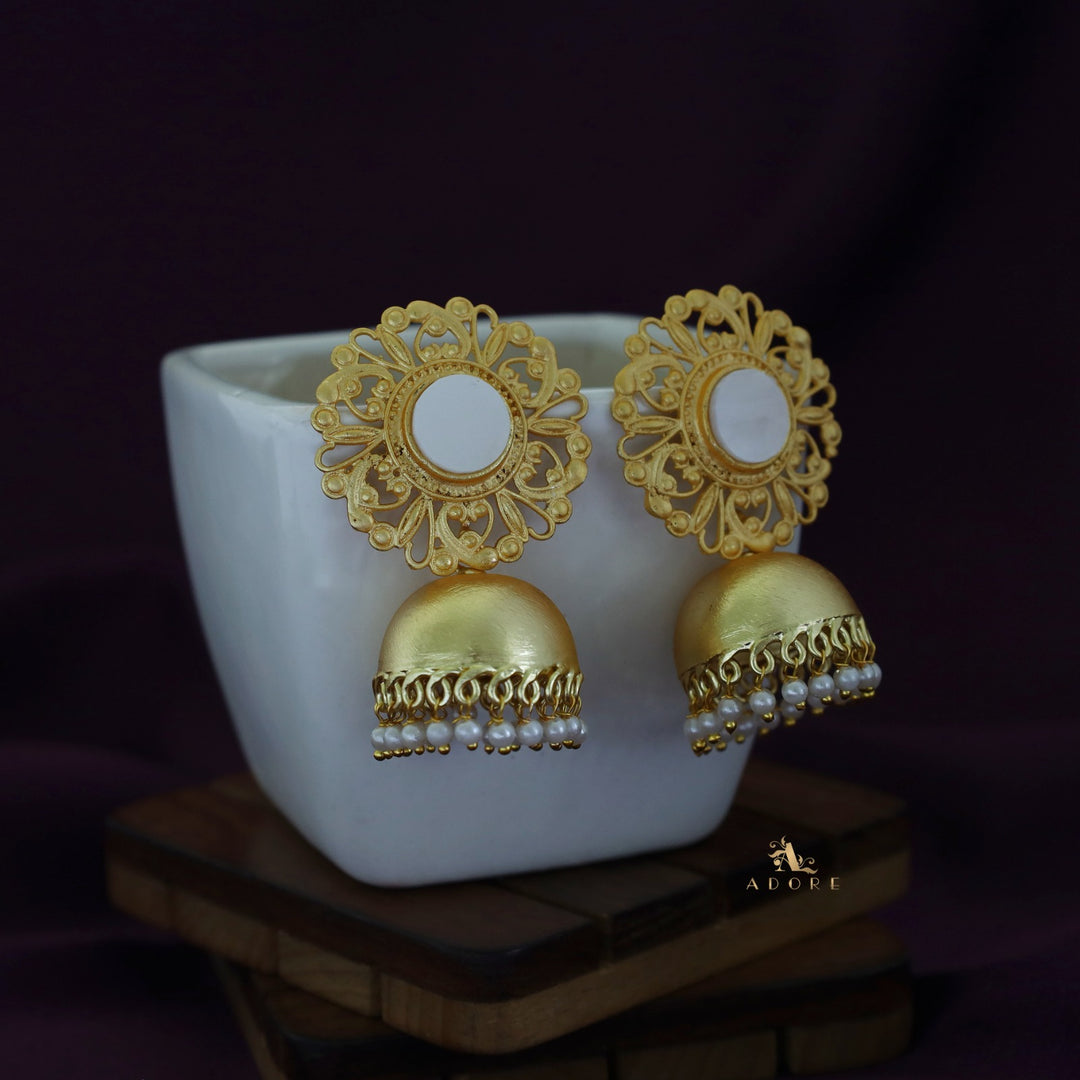 Golden Floral MOP + Pearl Jhumka