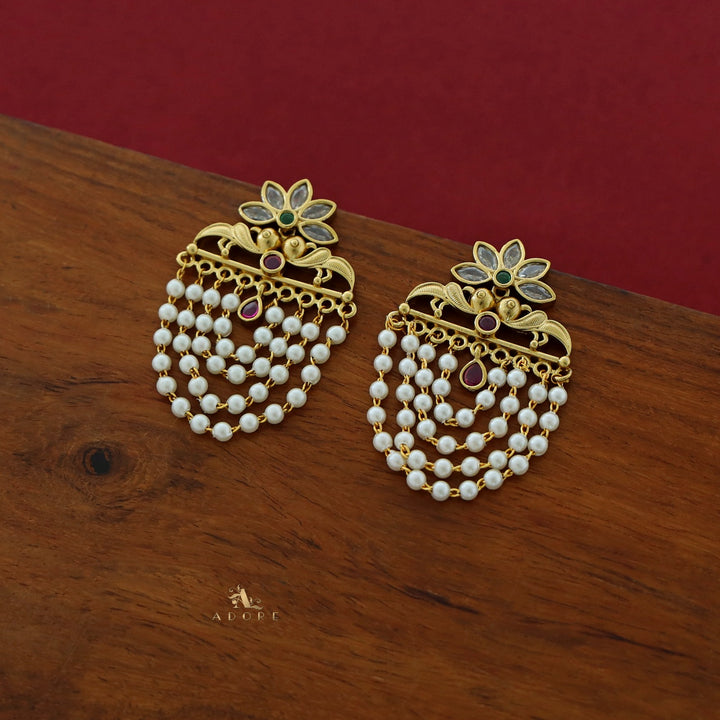 Avantika Floral 4 Layer Cluster Pearl Earring