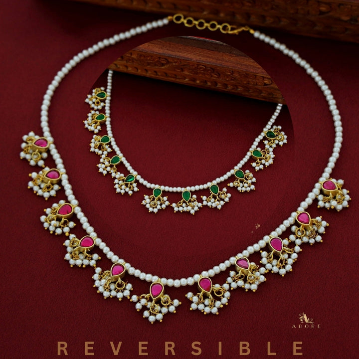 Niyah Jadau Kundan Pearl Drop Reversible Neckpiece