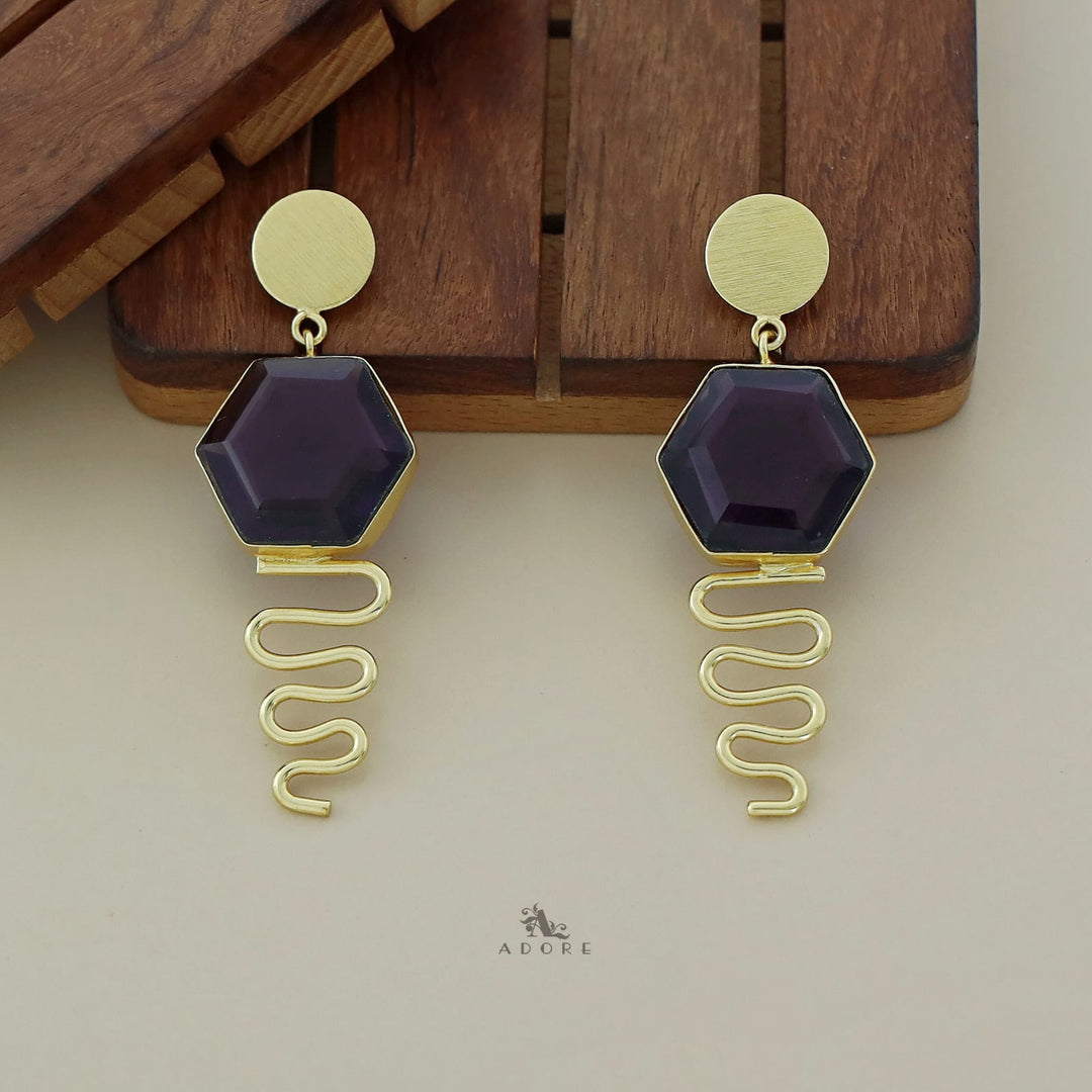 Alora Golden Circle + Hexagon Glossy Earring