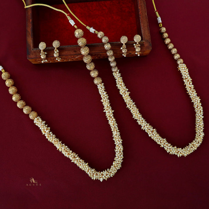 Pearl Cluster Bead Neckpiece With Earring