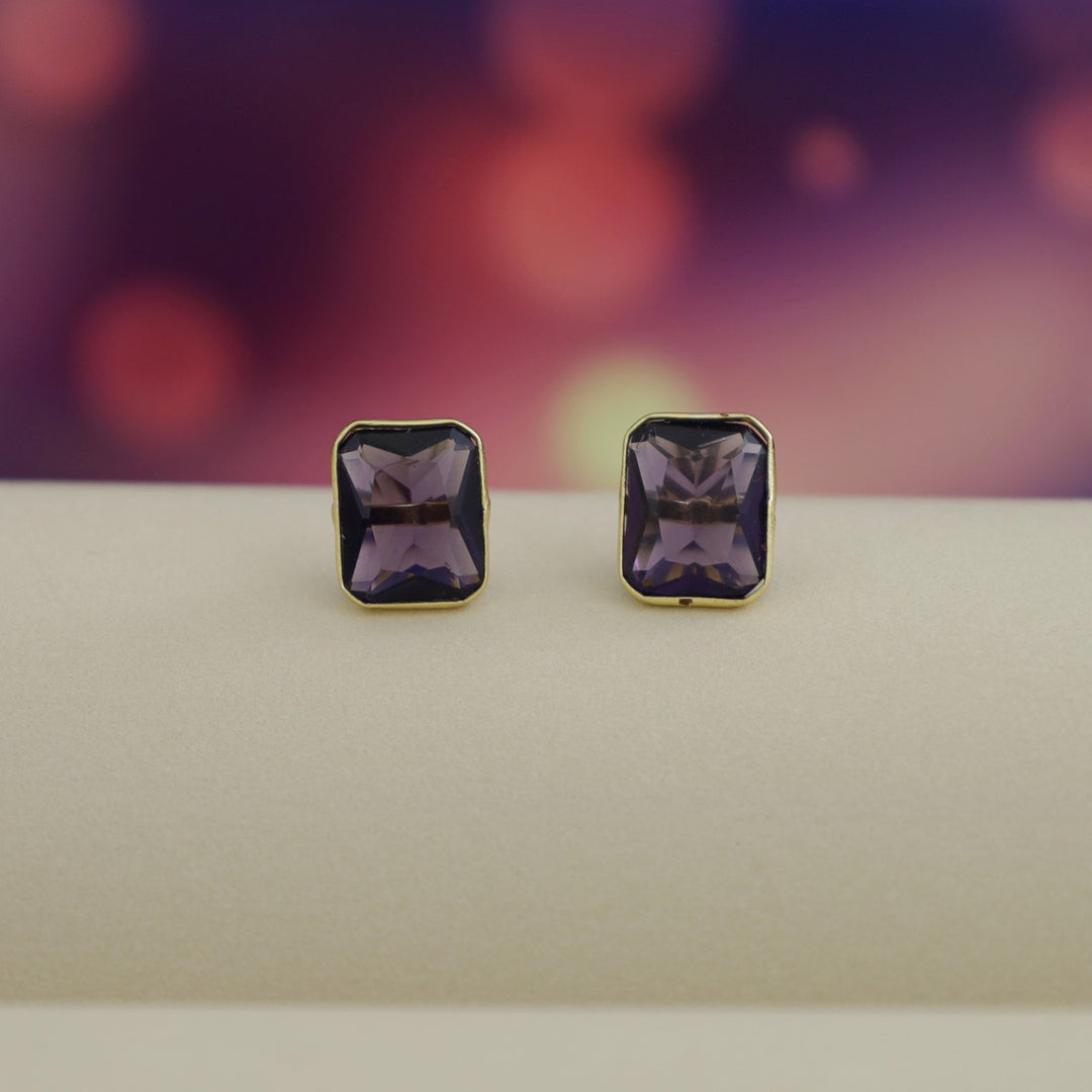 Mini Rectangle Glossy Stone Stud