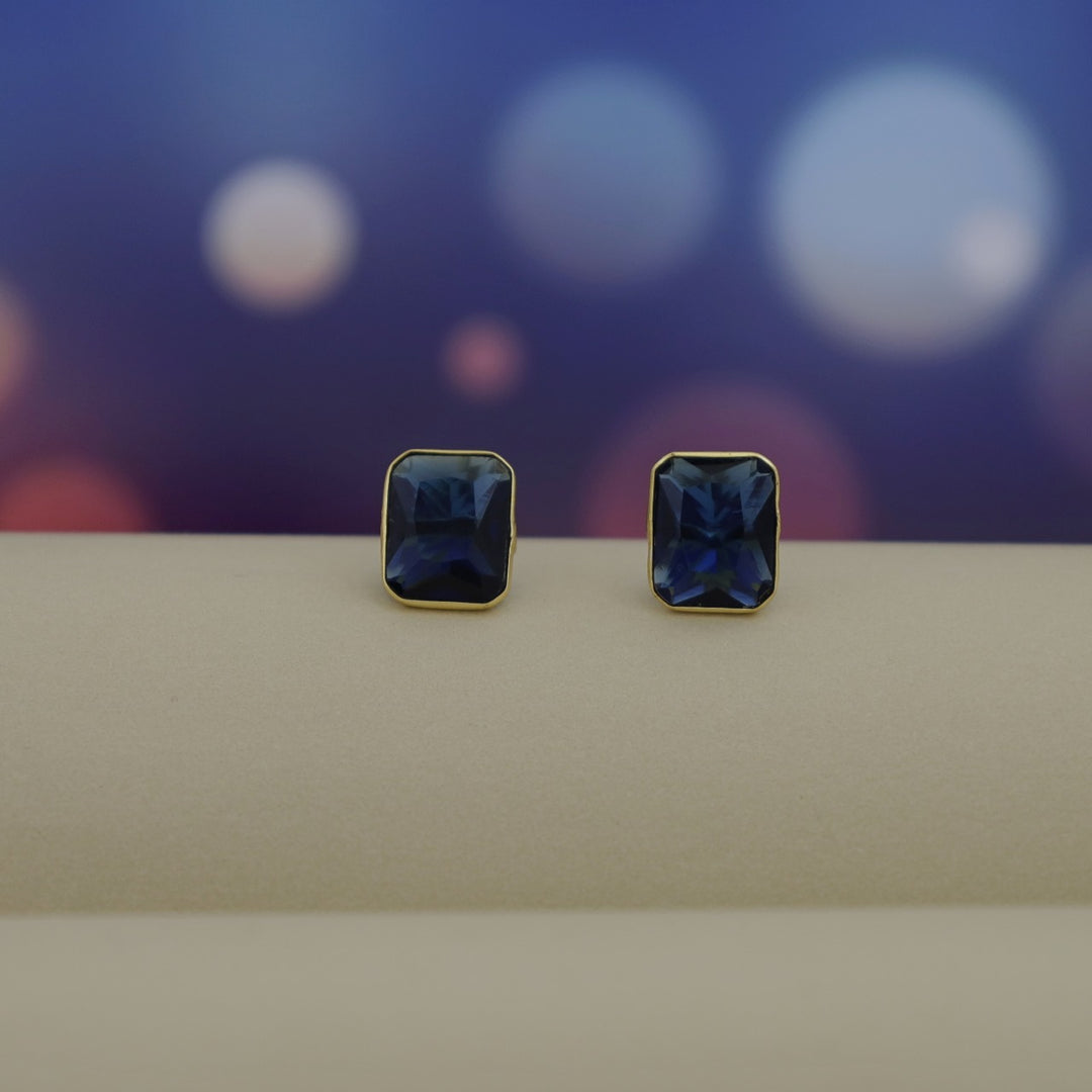 Mini Rectangle Glossy Stone Stud