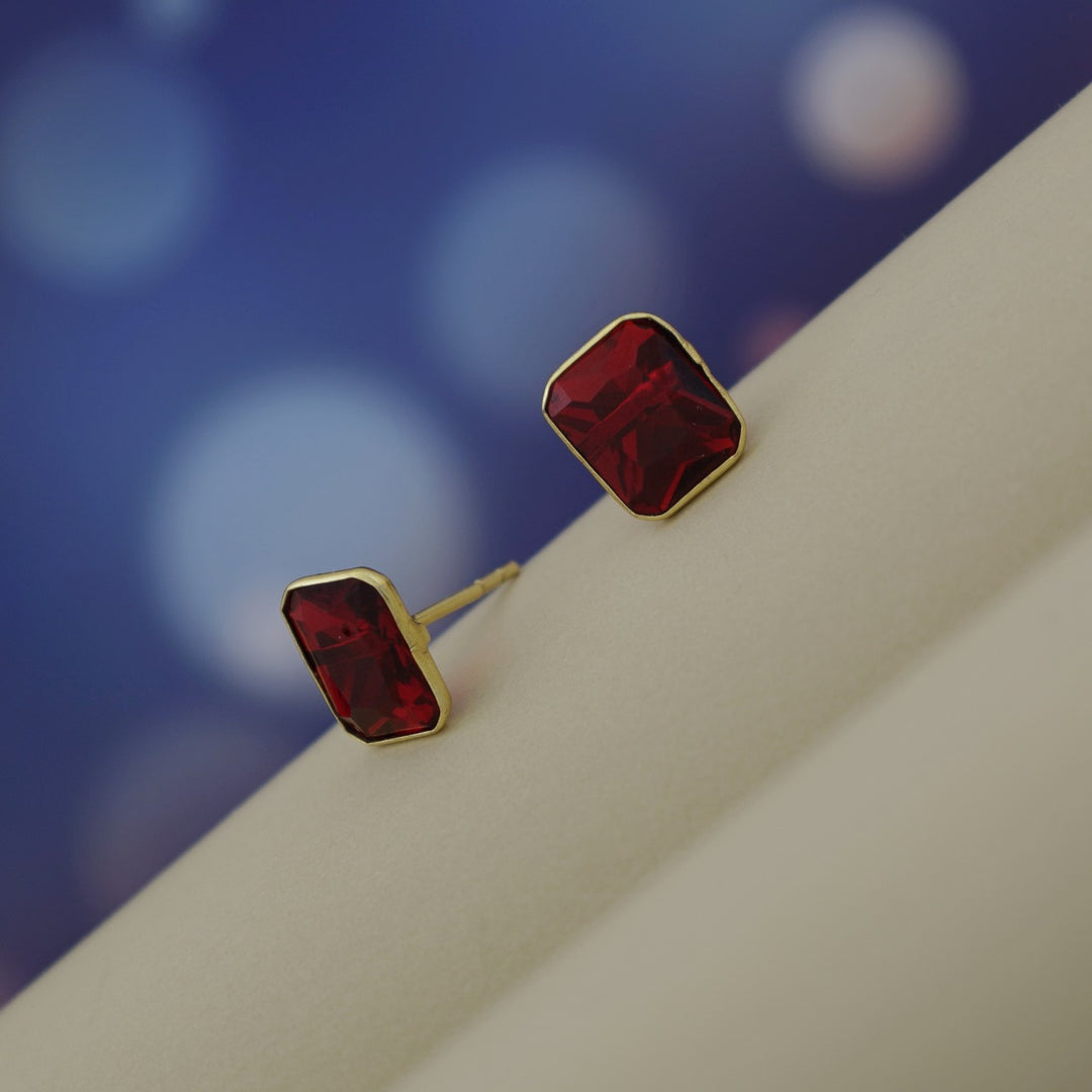 Mini Rectangle Glossy Stone Stud