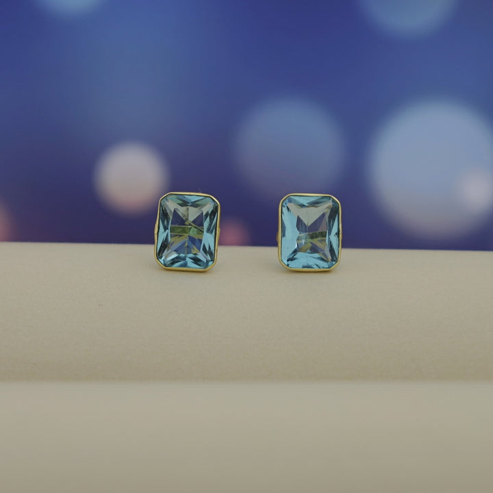 Mini Rectangle Glossy Stone Stud