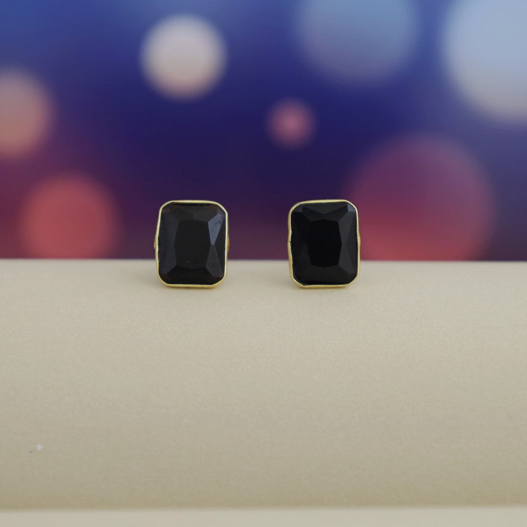 Mini Rectangle Glossy Stone Stud