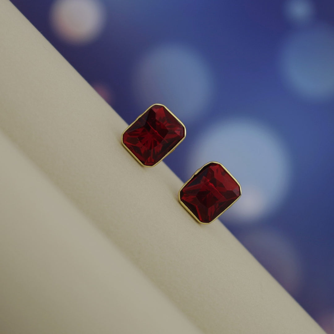 Mini Rectangle Glossy Stone Stud