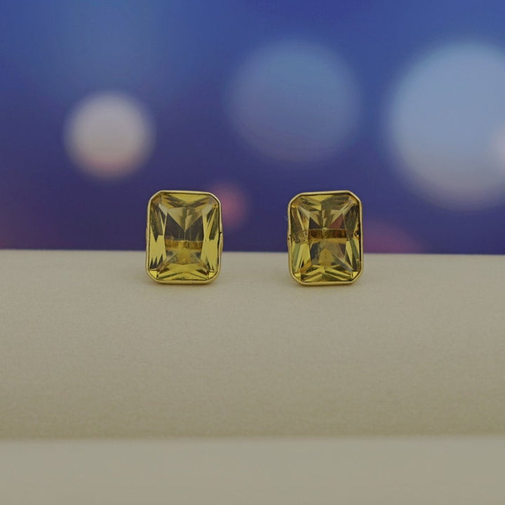 Mini Rectangle Glossy Stone Stud