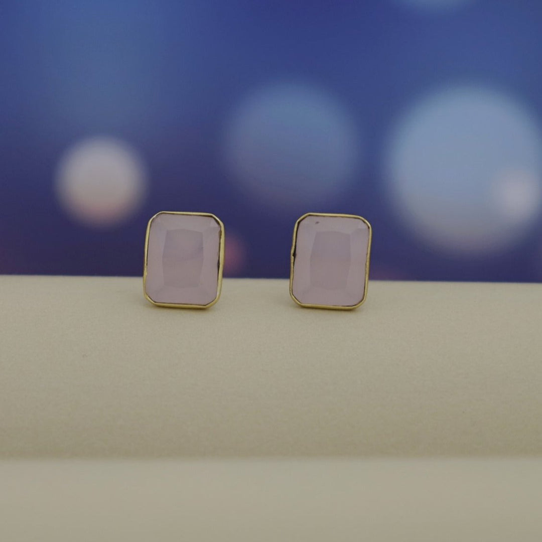 Mini Rectangle Glossy Stone Stud