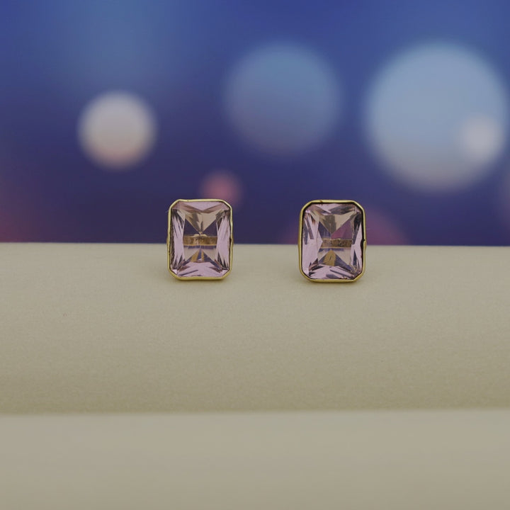 Mini Rectangle Glossy Stone Stud