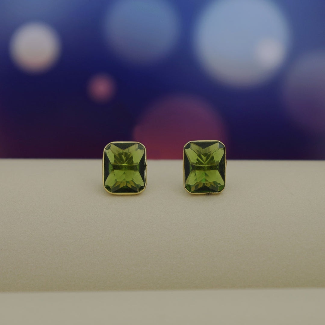 Mini Rectangle Glossy Stone Stud