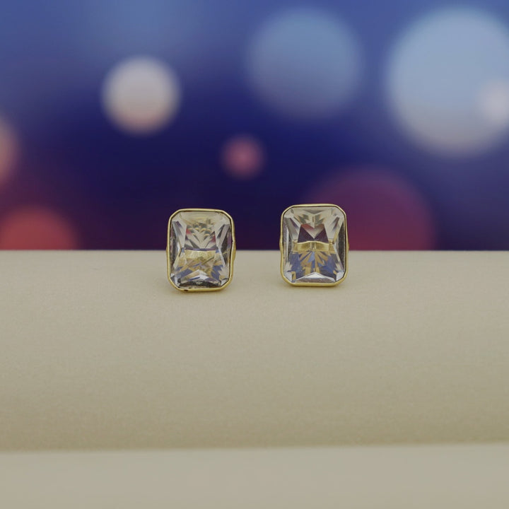 Mini Rectangle Glossy Stone Stud