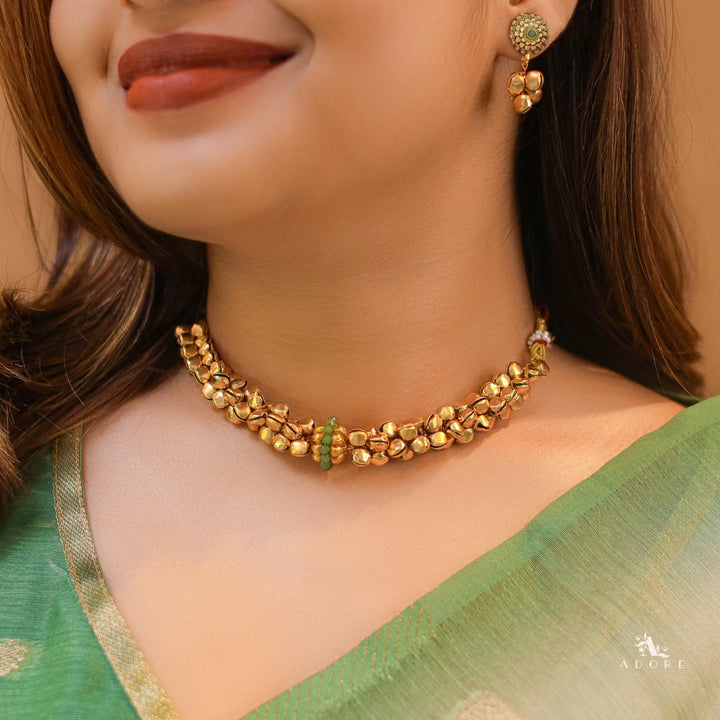 Narmada Ghungroo Short Neckpiece With Earring