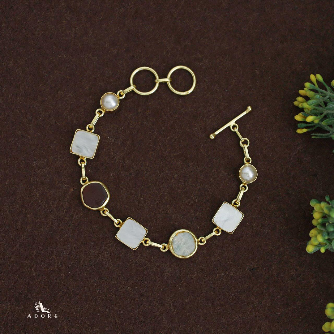 Dafne MOP + Raw Stone +Dyed Stone  Bracelet