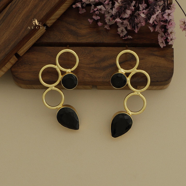 Golden Tri Circle Glossy Earring