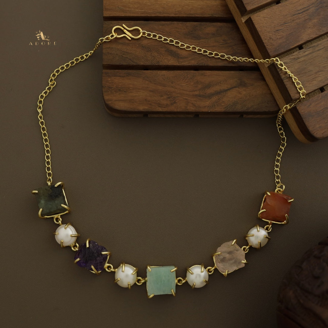 Golden Sierra Pearl 5 Raw Stone Choker/Short Neckpiece