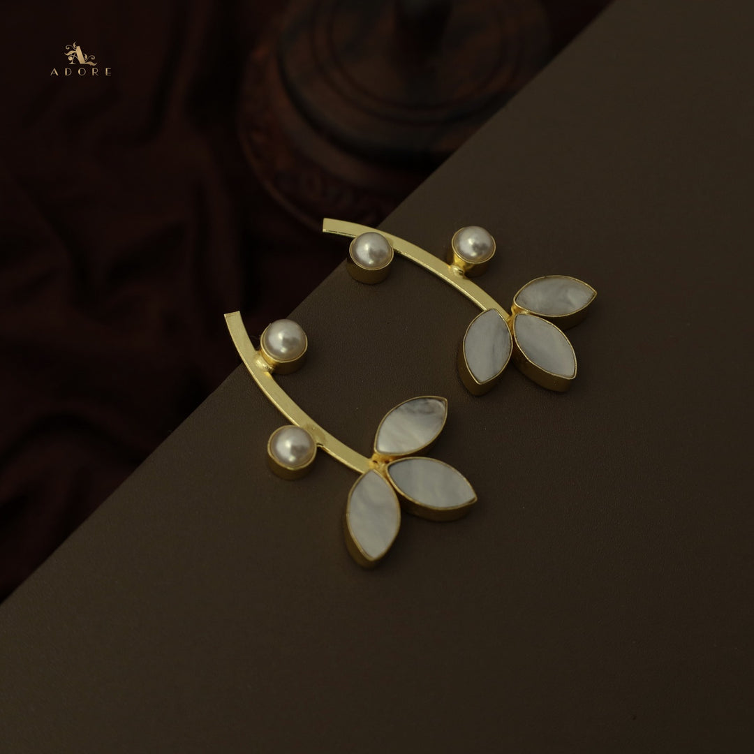 Tri Leafy MOP Pearl Earring