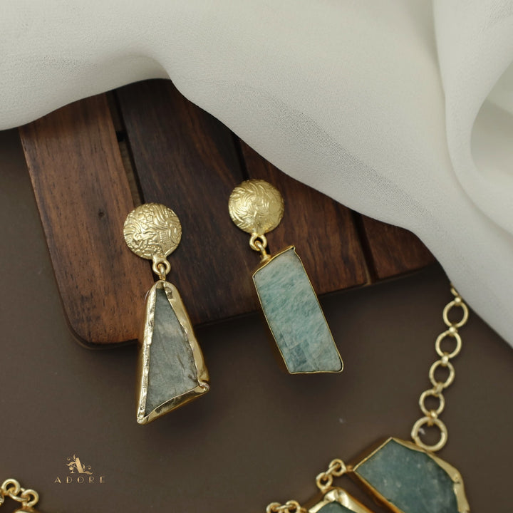 Piera Raw Stone Neckpiece With Earring