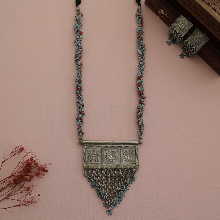 Adwitiya Antique Long Neckpiece With Earring